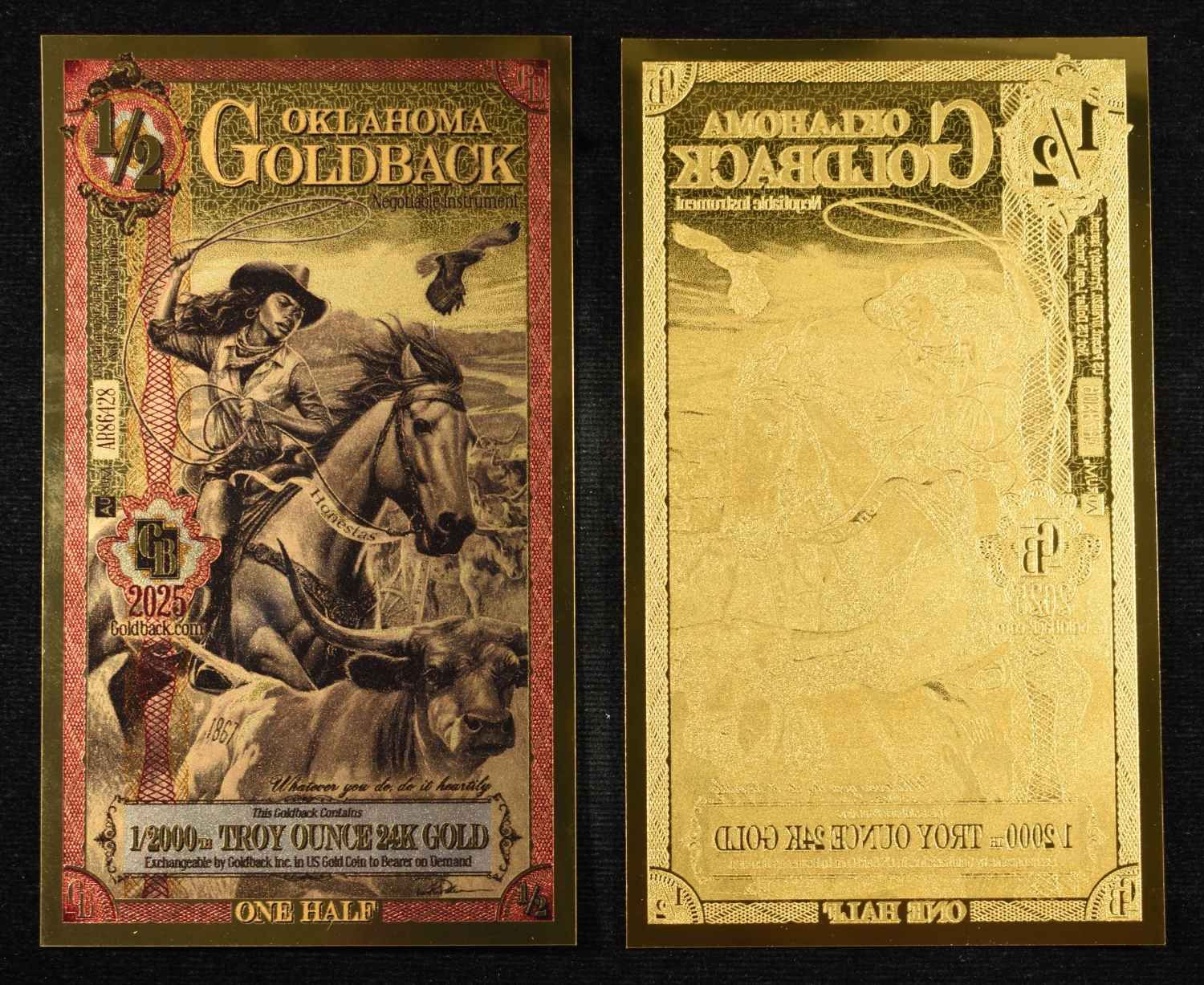 (15) $1/2 GOLDBACKS 1/2000TH TROY OZ 24K GOLD