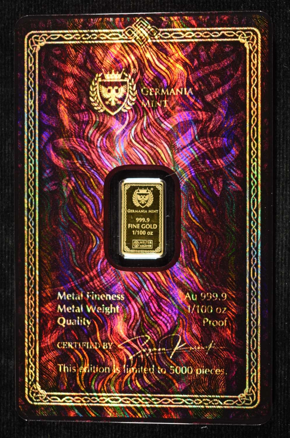 FRIGG 1/100TH OZ .9999 GOLD BAR
