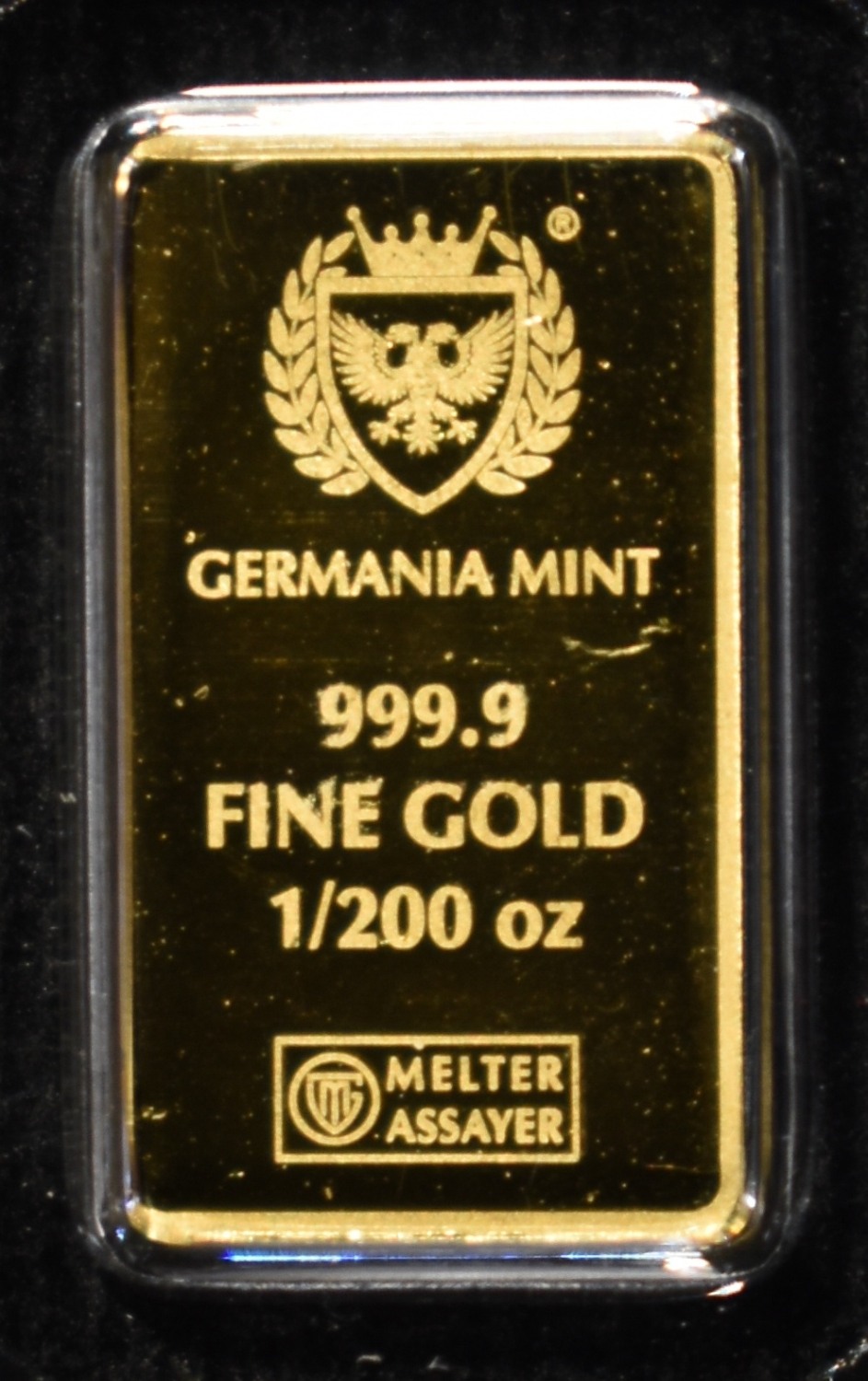 (2) GERMANIA MINT 1/200TH .9999 GOLD BARS PROOF