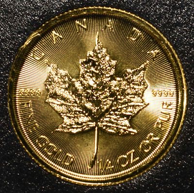 2023 MAPLE LEAF 1/4TH OZ .9999 GOLD. CHECK OUT OUR UPCOMING AUCTIONS ESTIMATE $1500 - $1600.