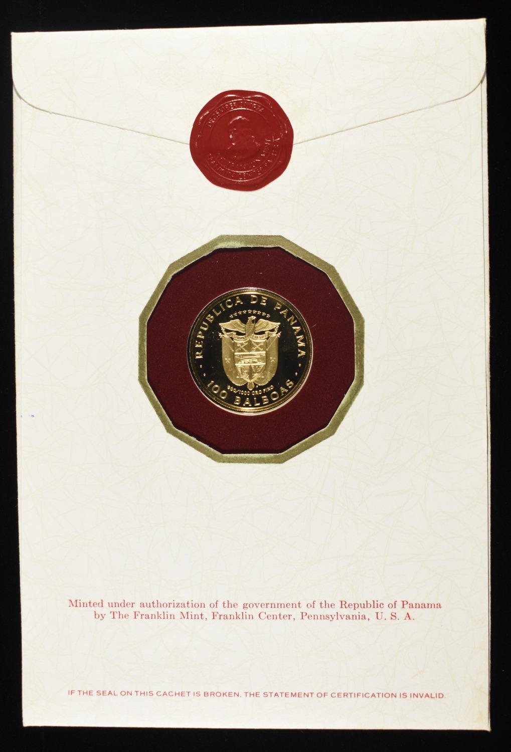 1975 PANAMA 100 BALBOA GOLD WITH CERT