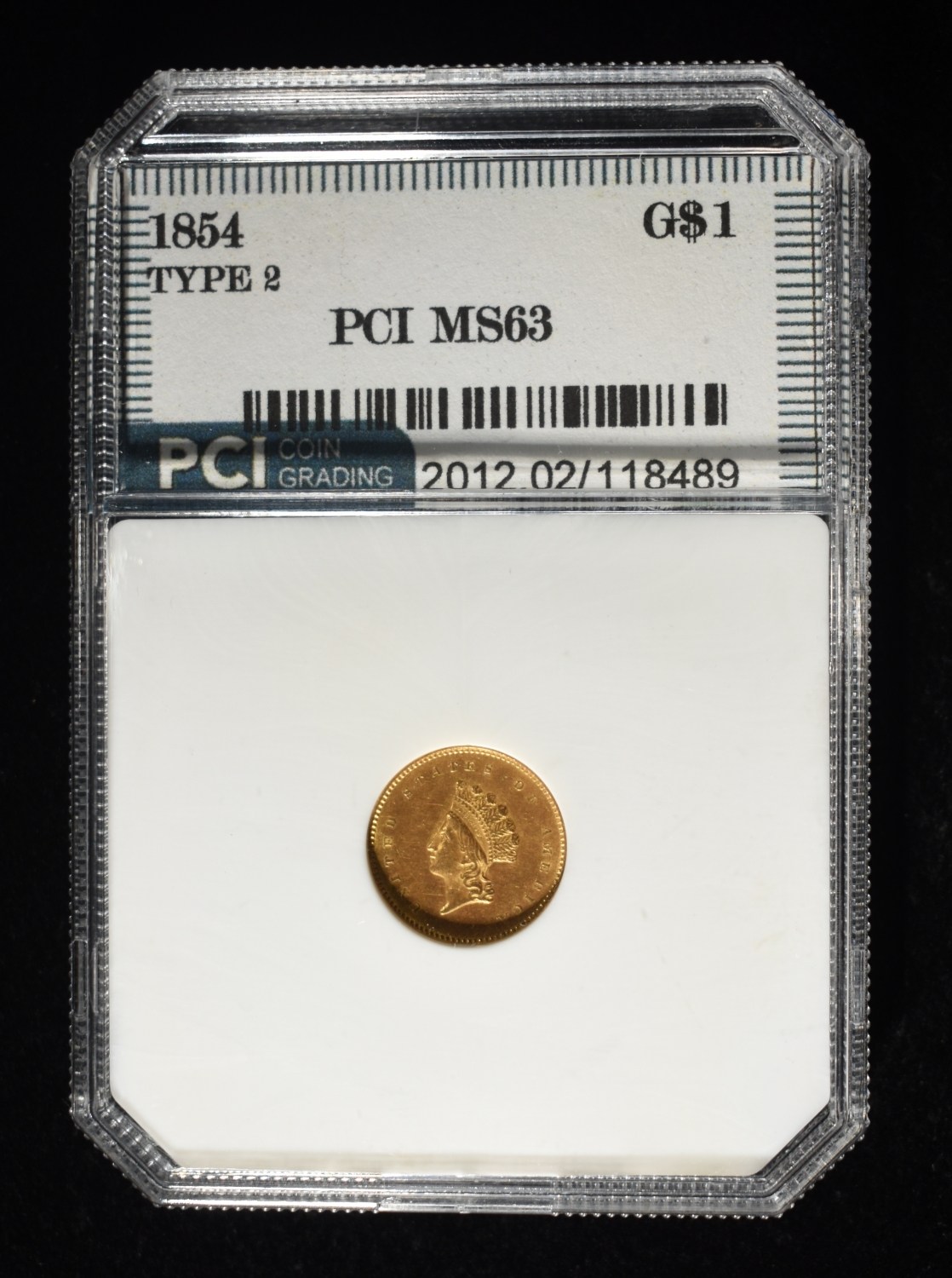 1854 TYPE 2 $1 GOLD PCI CH BU