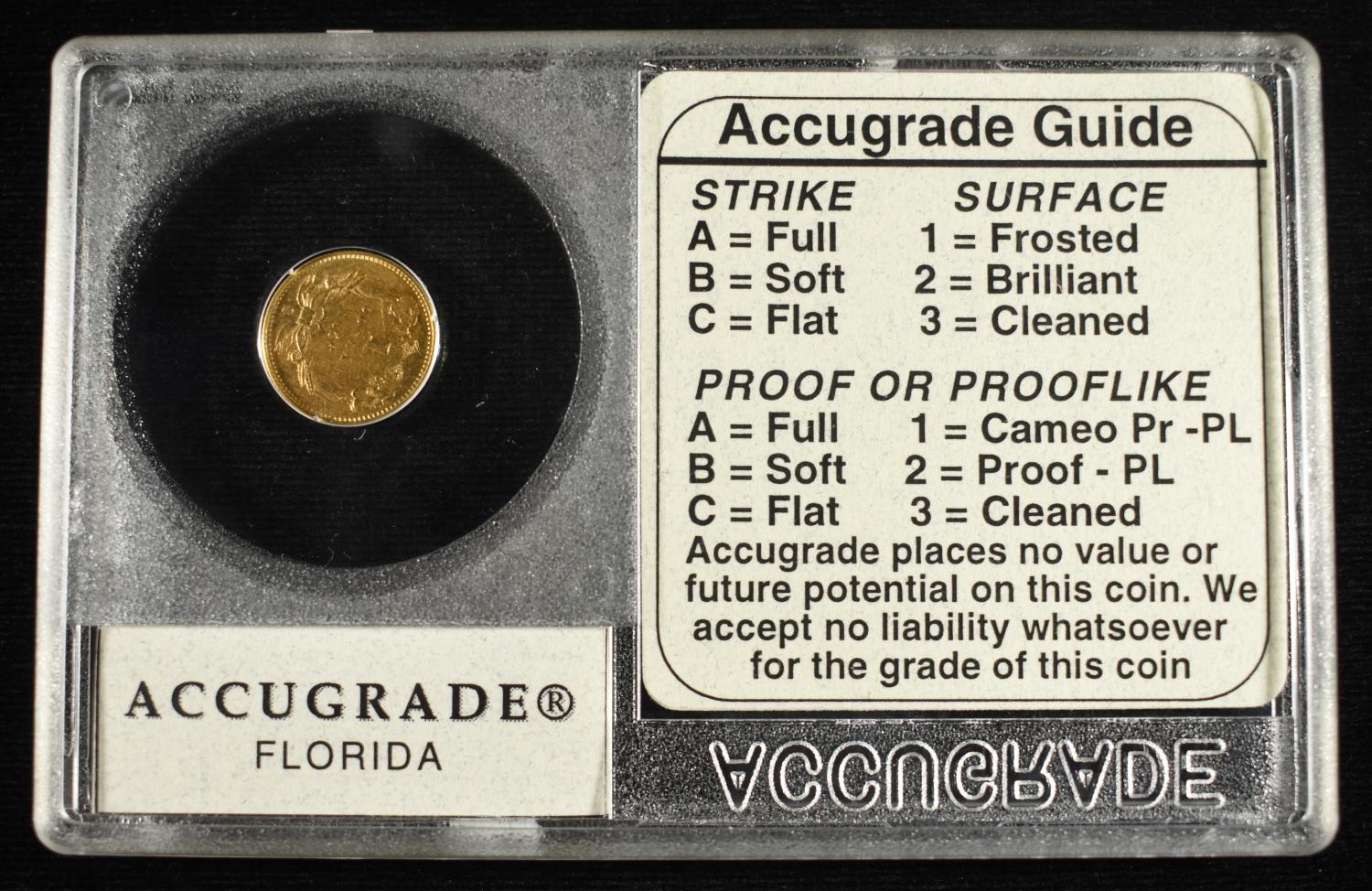 1856-S $1 TYPE-2 GOLD ACCUGRADE BU