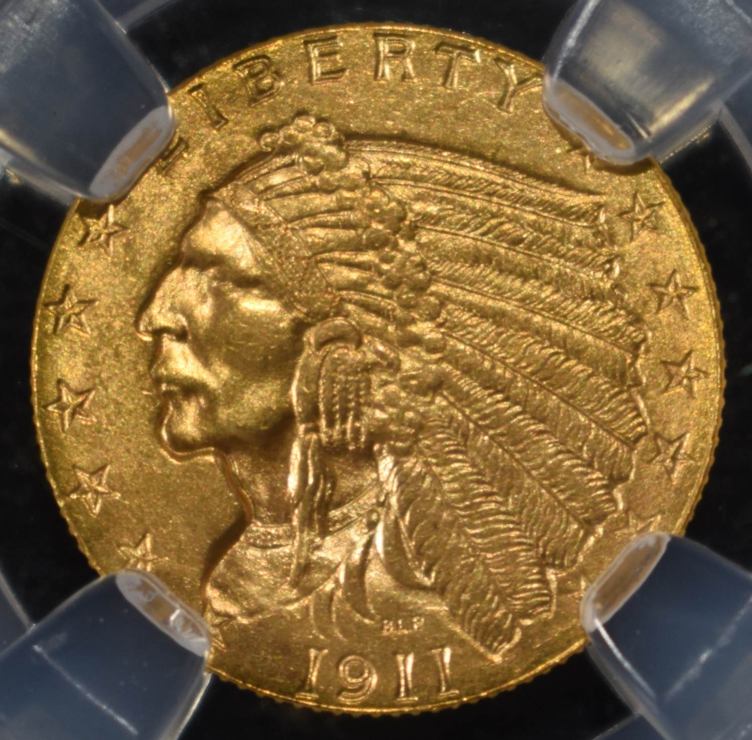 1911-D STRONG D $2.5 GOLD INDIAN NGC MS-63
