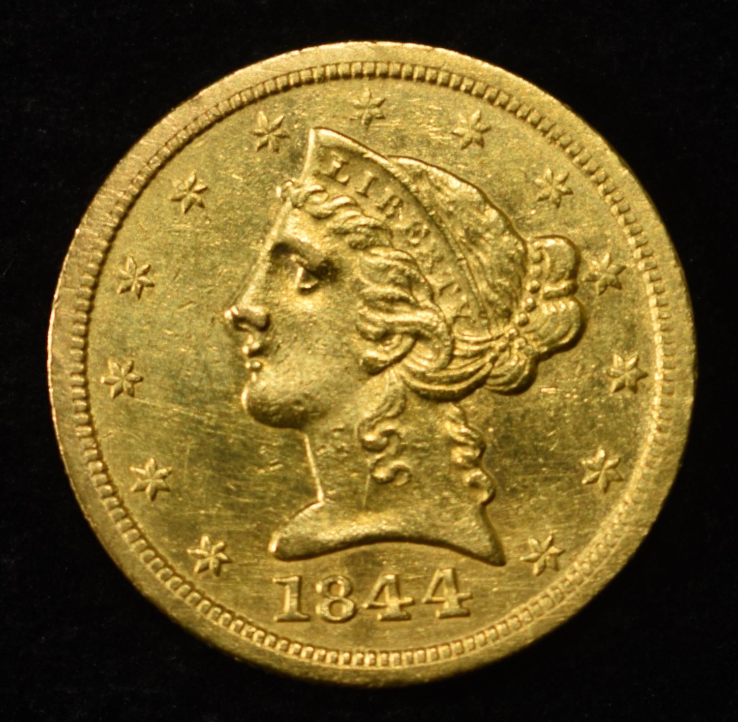 1844-O $5 LIBERTY GOLD BU OLD CLEANING