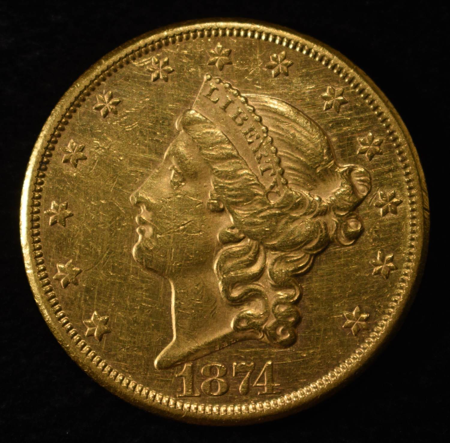 1874-CC $20 LIBERTY GOLD BU