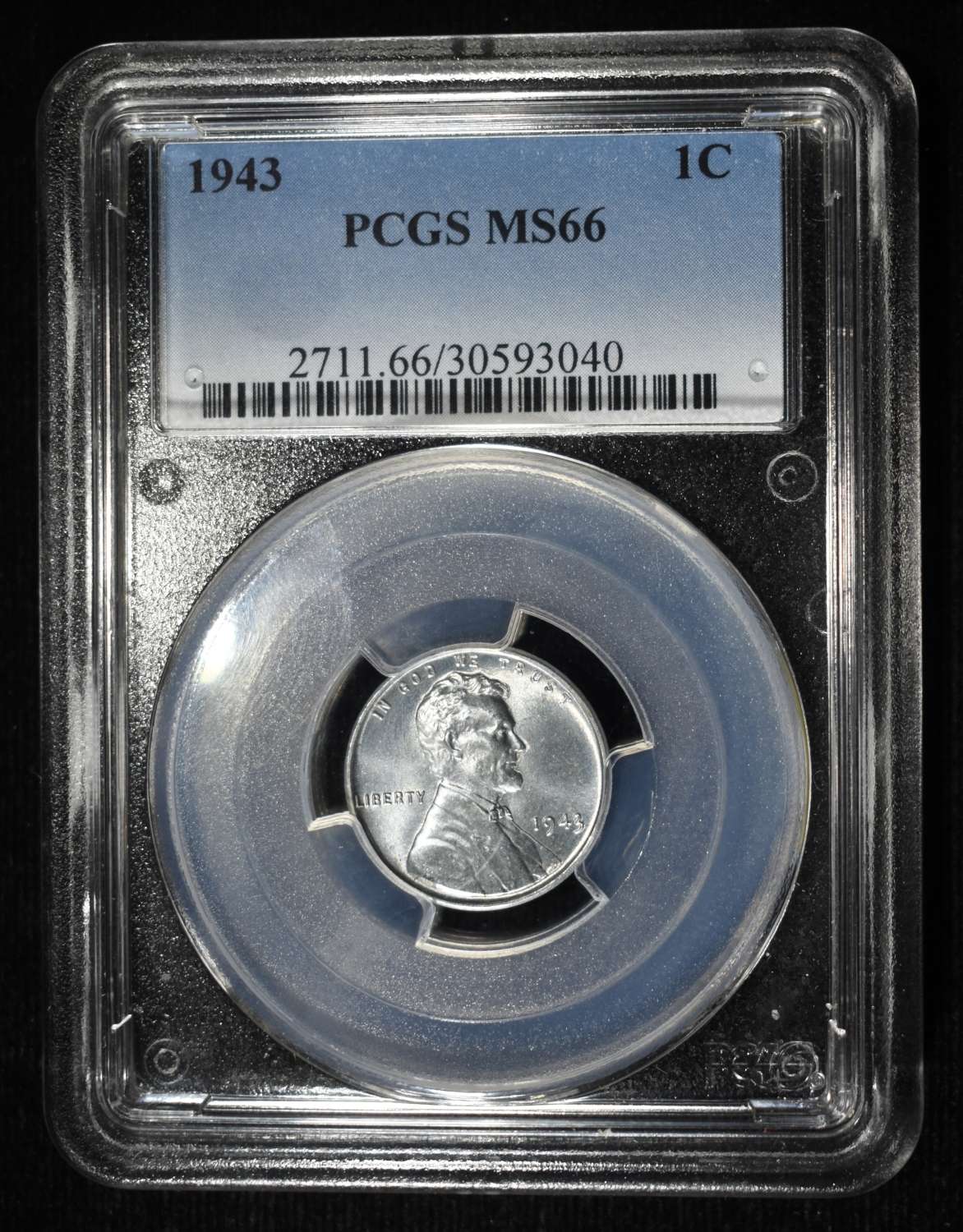 1943 LINCOLN STEEL CENT PCGS MS-66