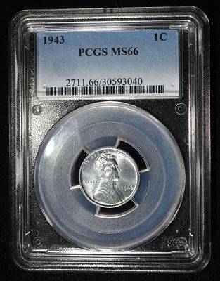 1943 LINCOLN STEEL CENT PCGS MS-66. CHECK OUT OUR UPCOMING AUCTIONS ESTIMATE $100 - $130.