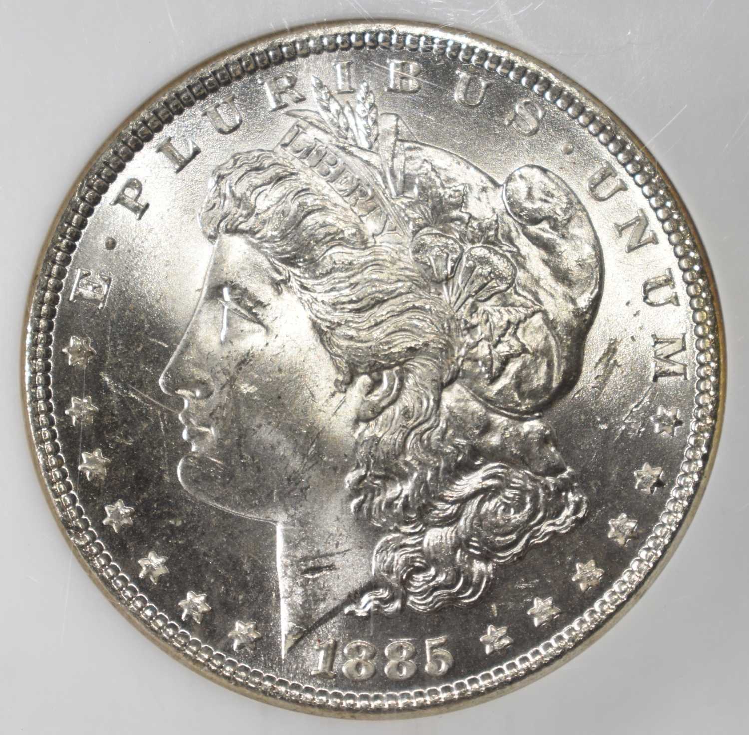 1885 MORGAN DOLLAR NGC MS-64 BINION COLLECTION