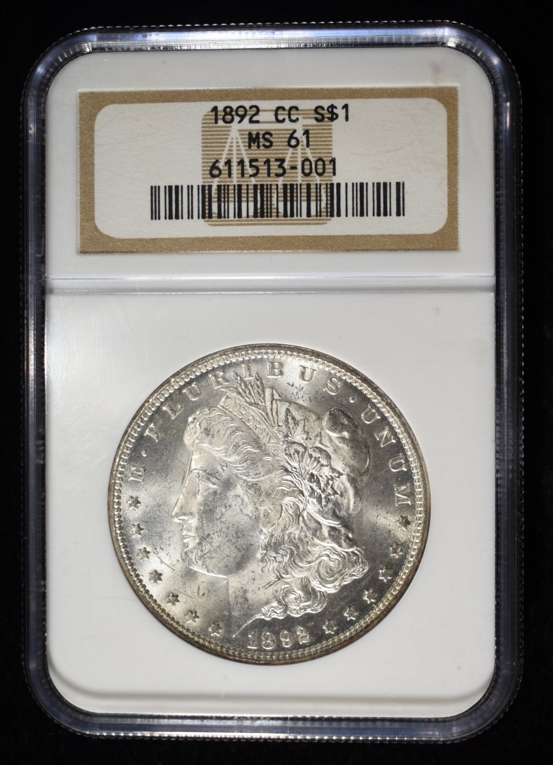1892-CC MORGAN DOLLAR NGC MS-61