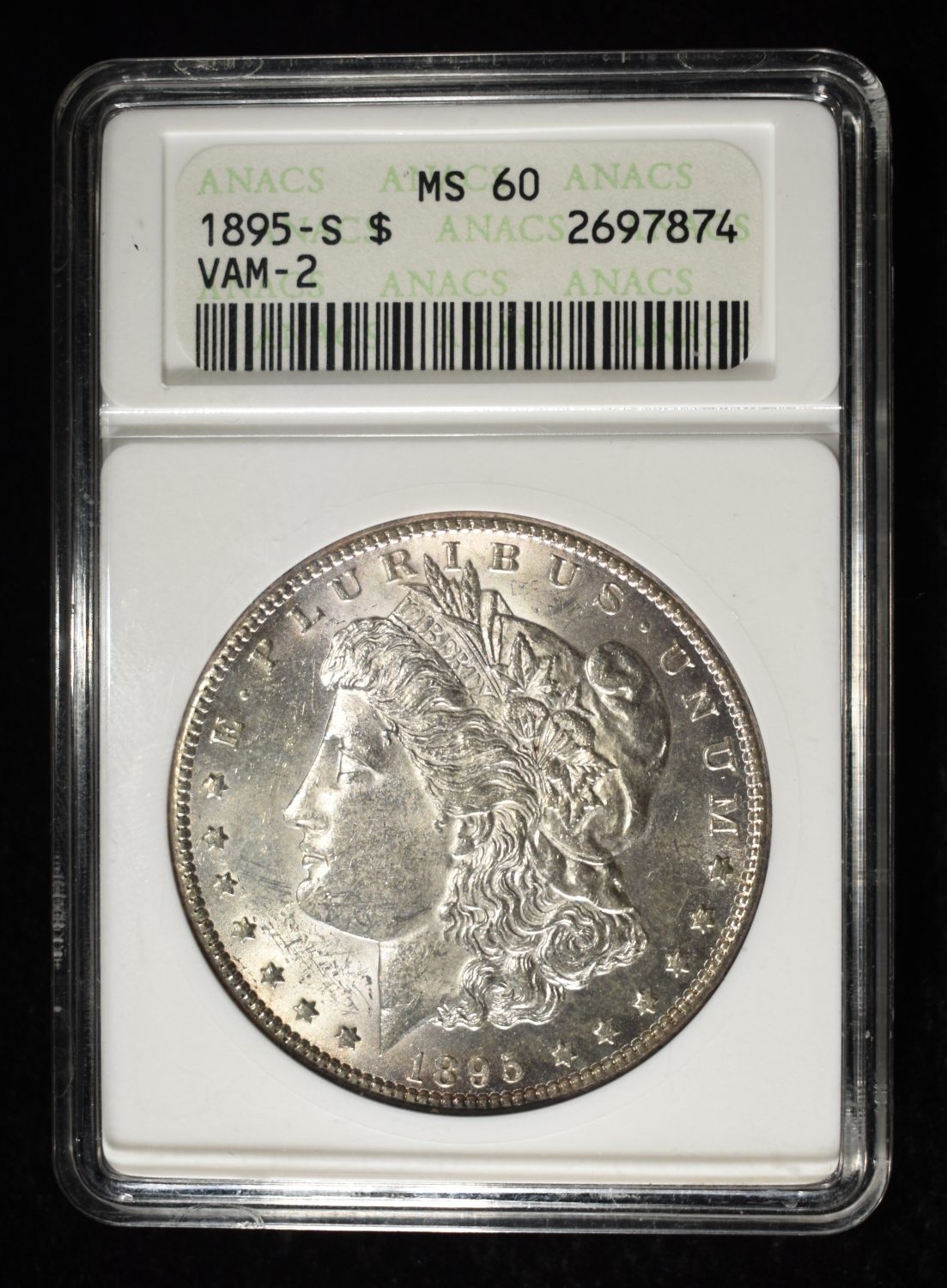 1895-S MORGAN DOLLAR ANACS MS-60 VAM-2