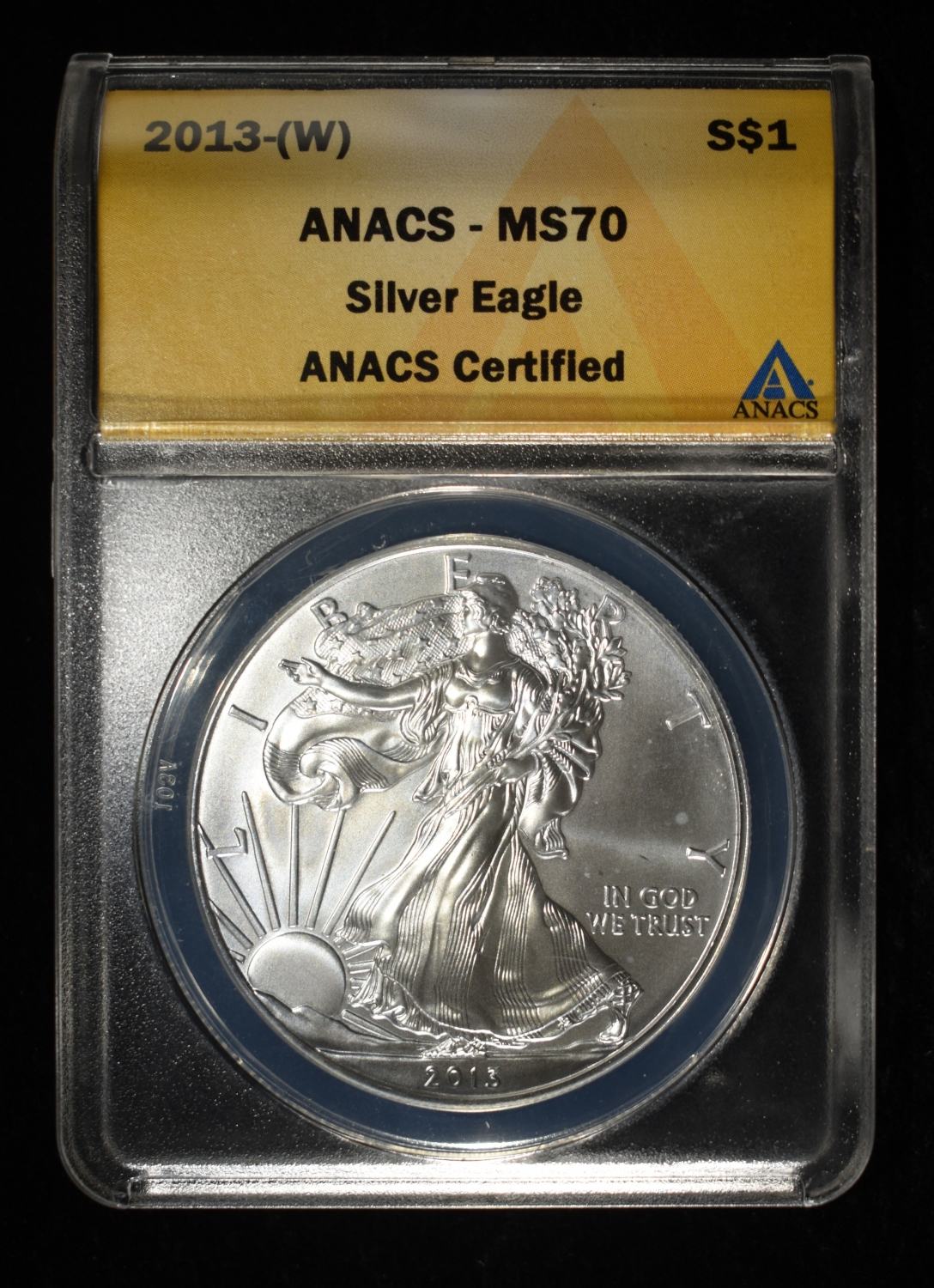2013 (W) AMERICAN SILVER EAGLE ANACS MS70