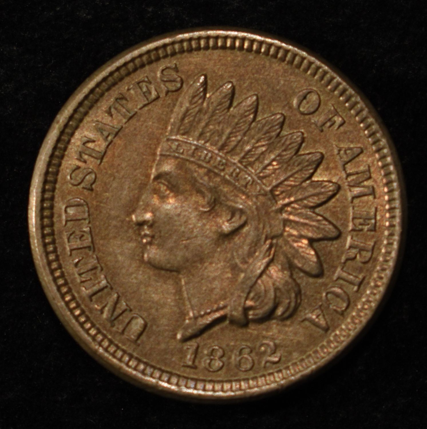 1862 INDIAN CENT CH/GEM BU