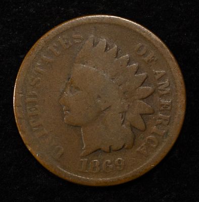 1869 INDIAN CENT GOOD. WEEKLY COIN & CURRENCY AUCTIONS ESTIMATE $100 - $130.