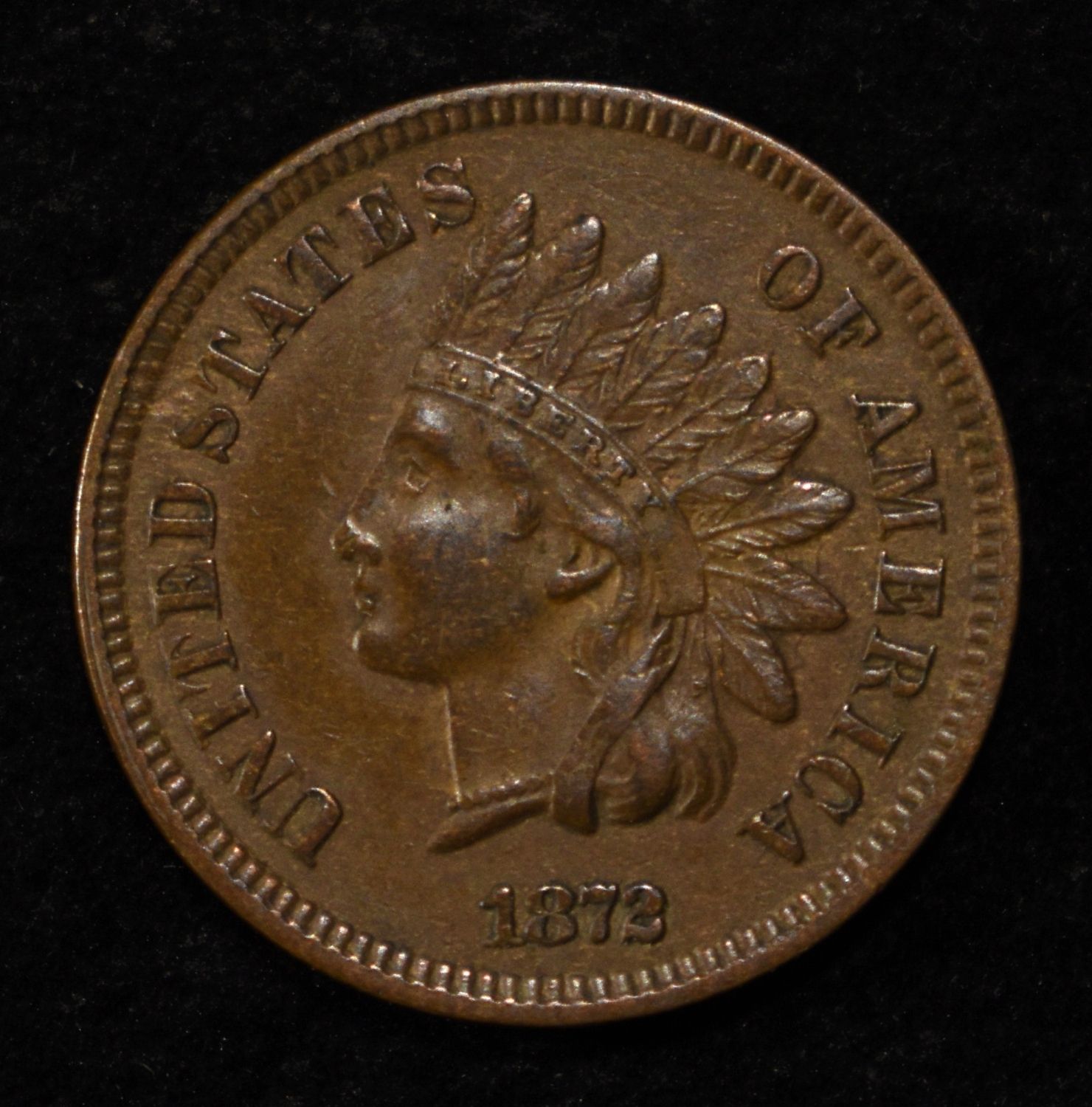 1872 INDIAN CENT AU/BU
