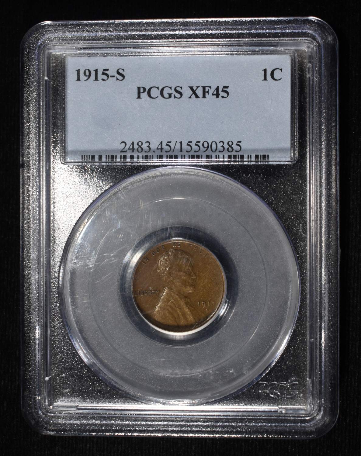 1915-S LINCOLN CENT PCGS XF-45