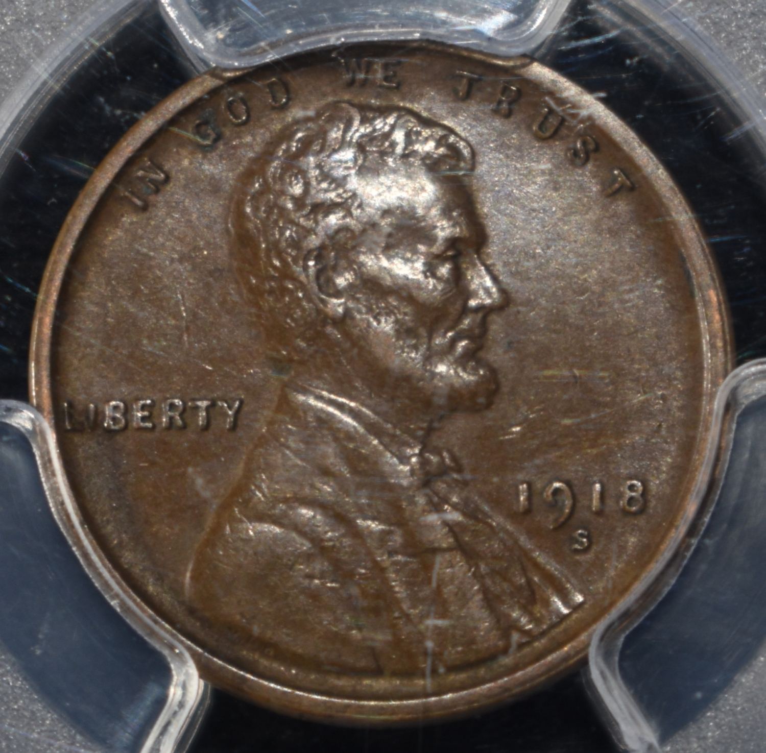 1918-S LINCOLN CENT PCGS AU-50