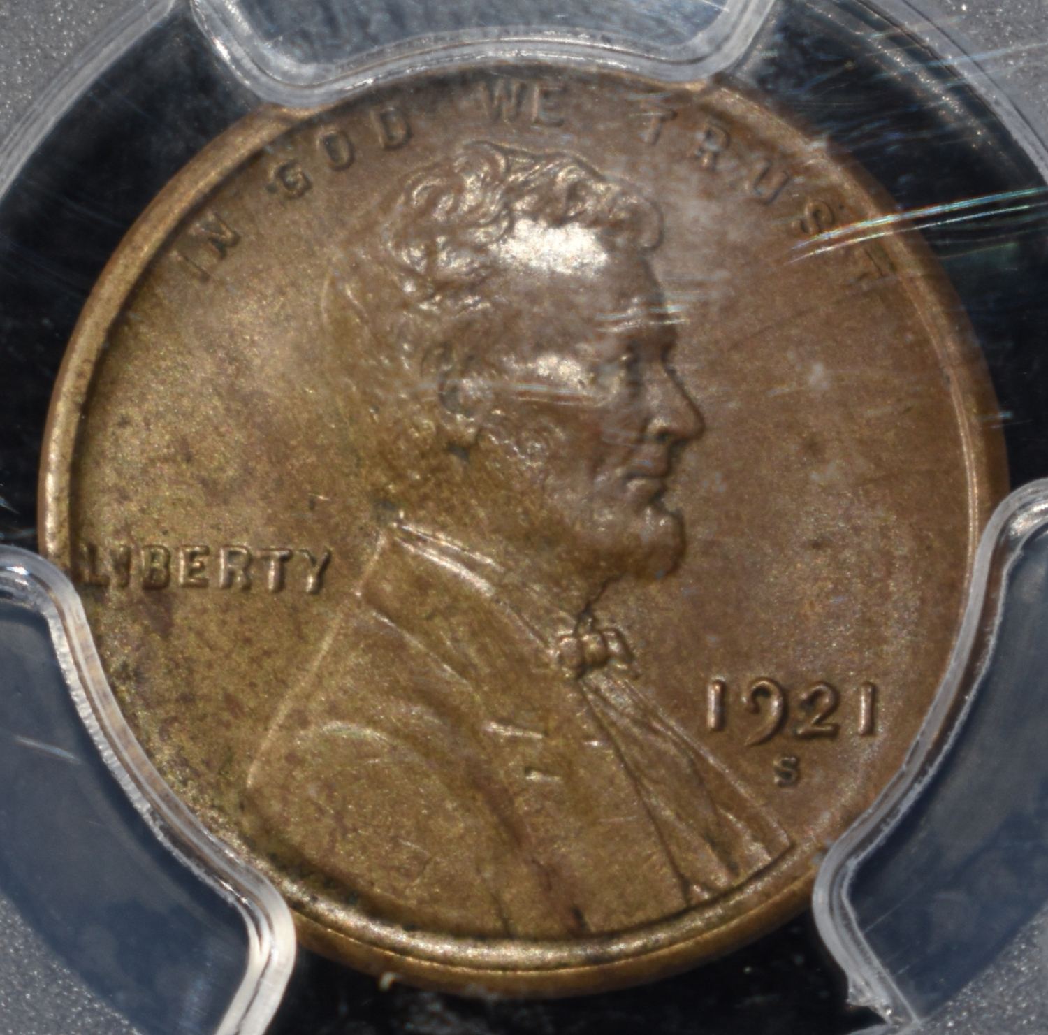 1921-S LINCOLN CENT PCGS AU-55