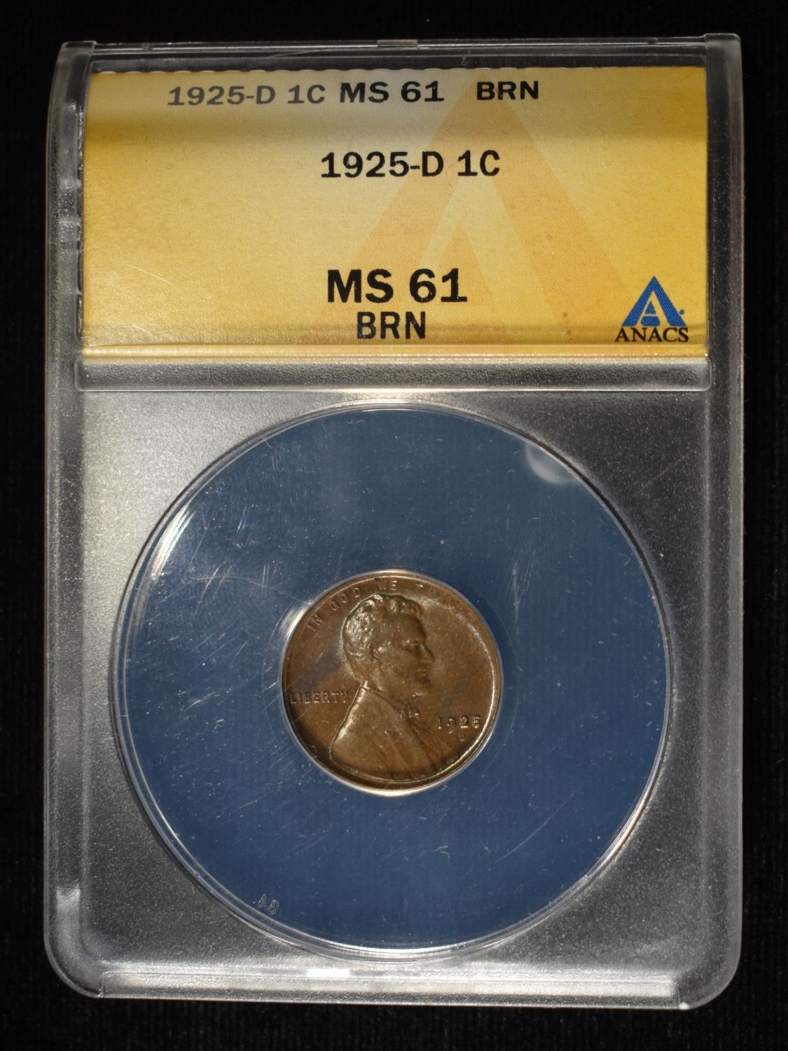 1925-D LINCOLN CENT ANACS MS-61 BN