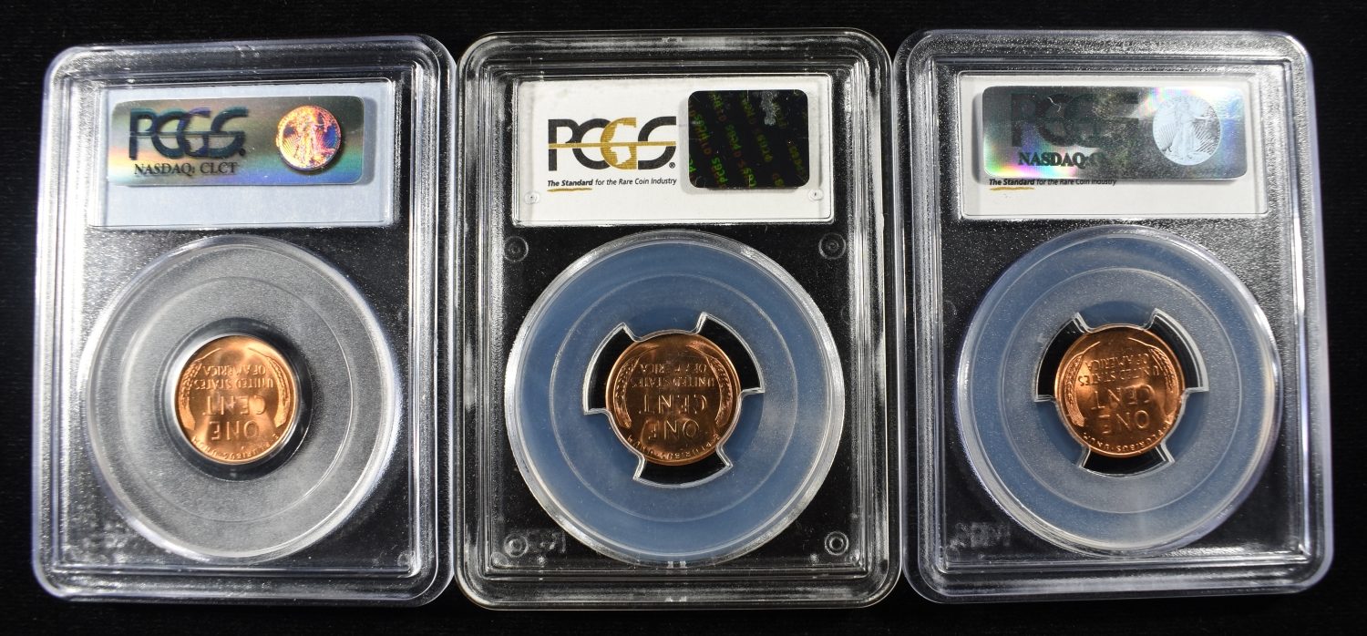 1950-S, 54-S, 55 LINCOLN CENTS PCGS MS65 & 66 RD