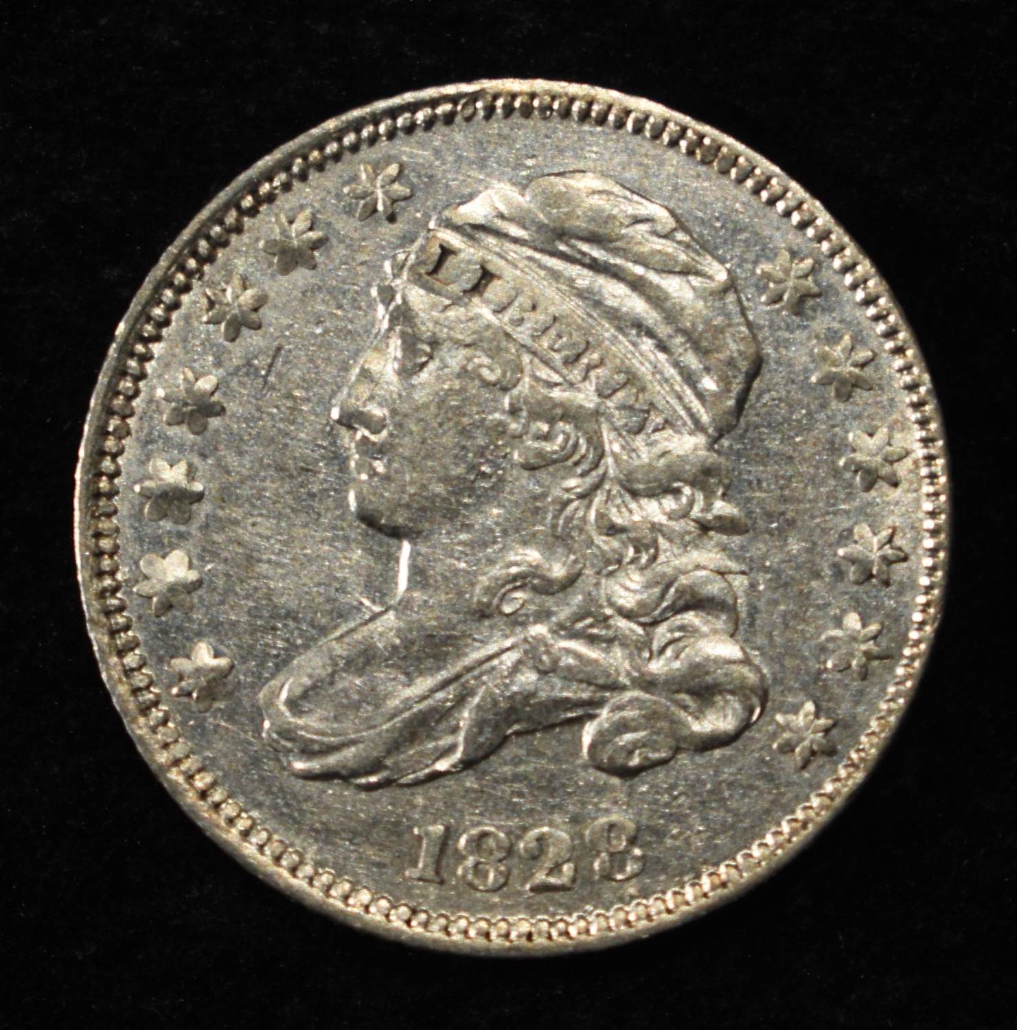 1828 BUST DIME AU