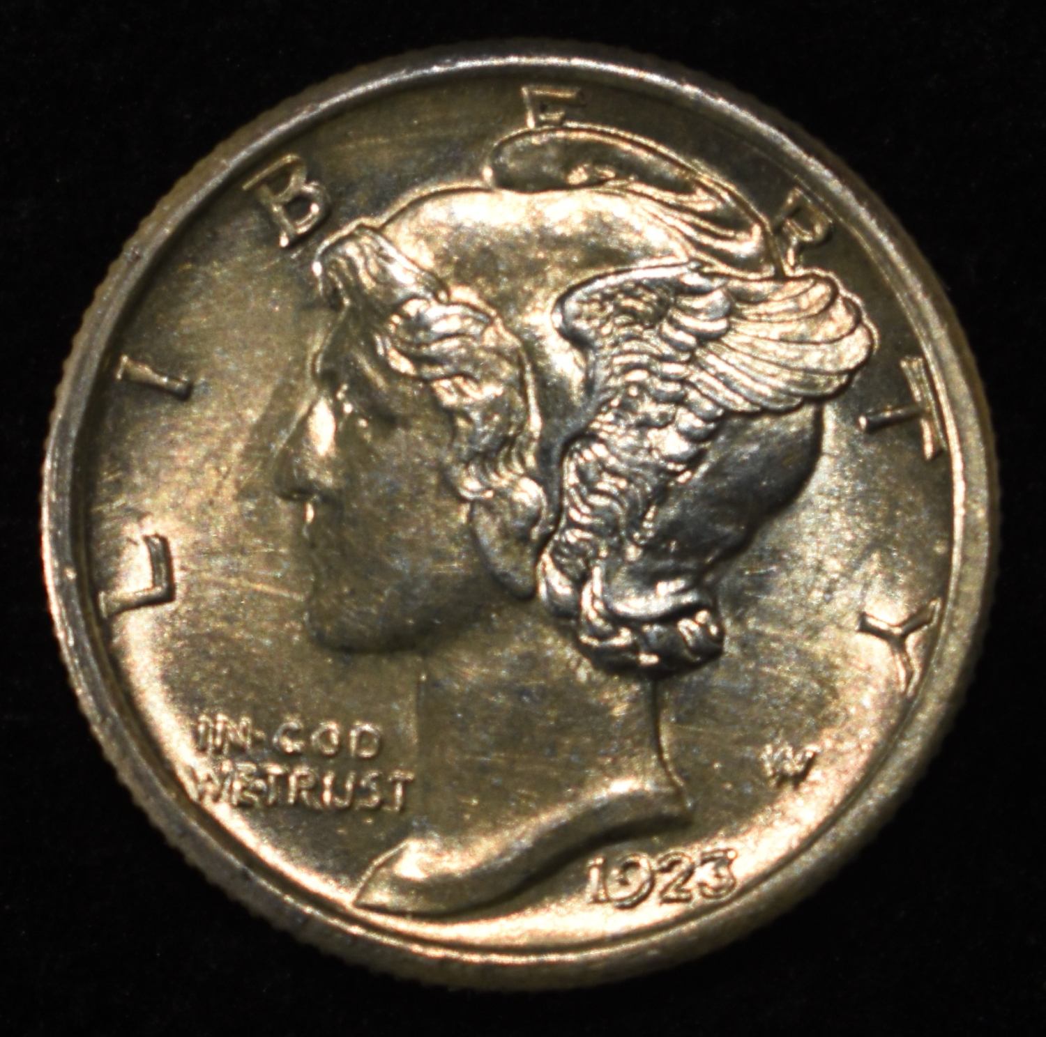 1923-S MERCURY DIME GEM BU
