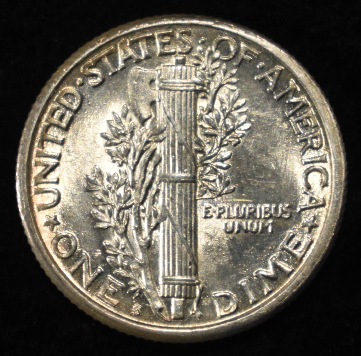 1923-S MERCURY DIME GEM BU