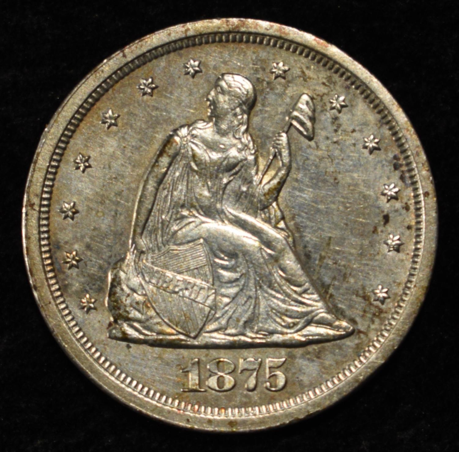 1875-S 20C PIECE AU/BU