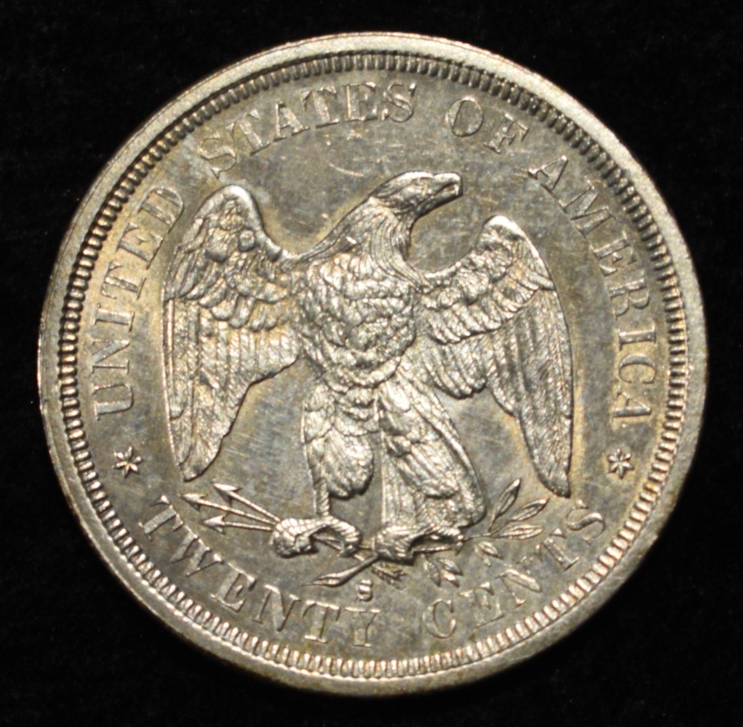 1875-S 20C PIECE AU/BU