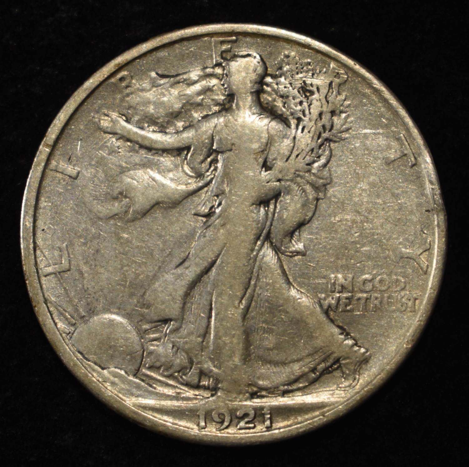 1921-S WALKING LIBERTY HALF DOLLAR VF