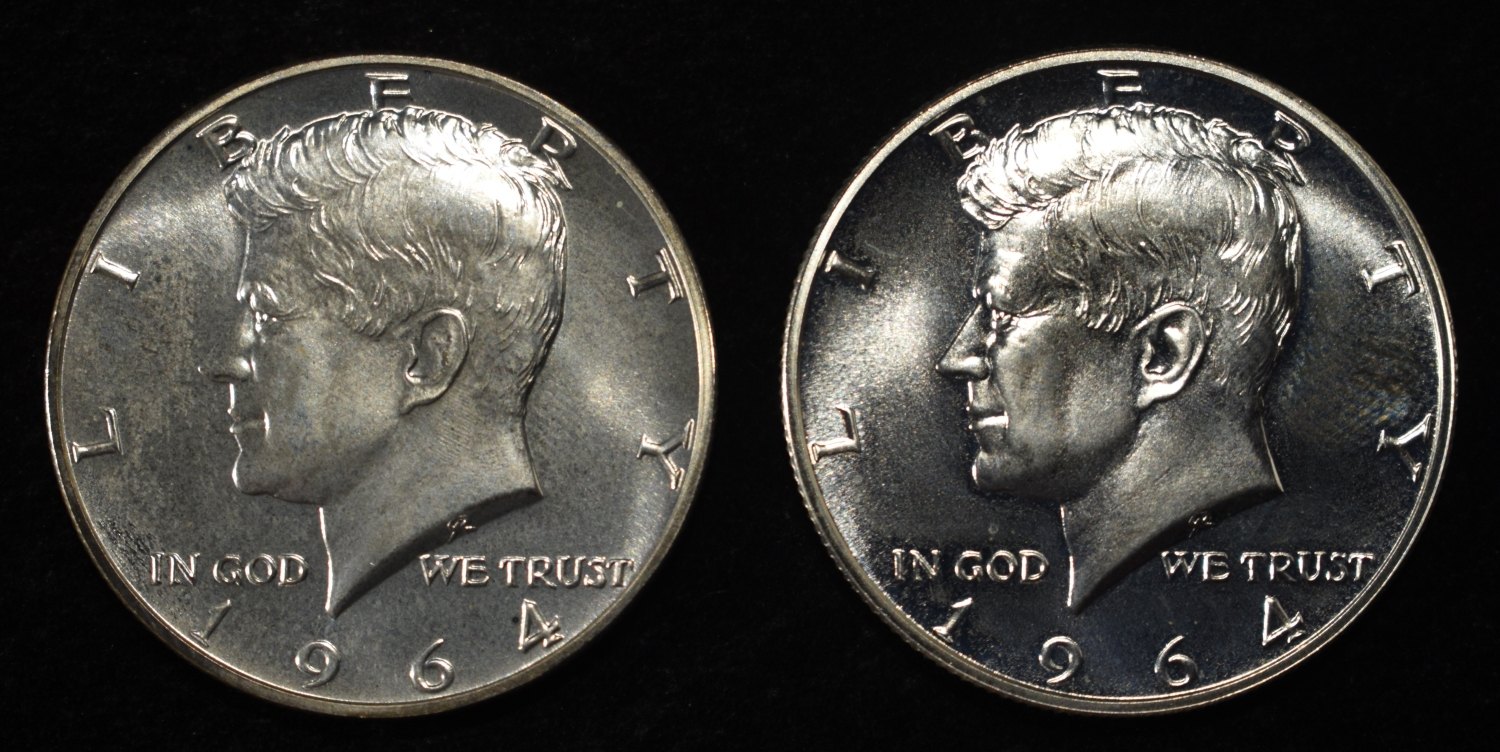 (2) 90% SILVER 1964 KENNEDY HALF DOLLARS PROOF BU