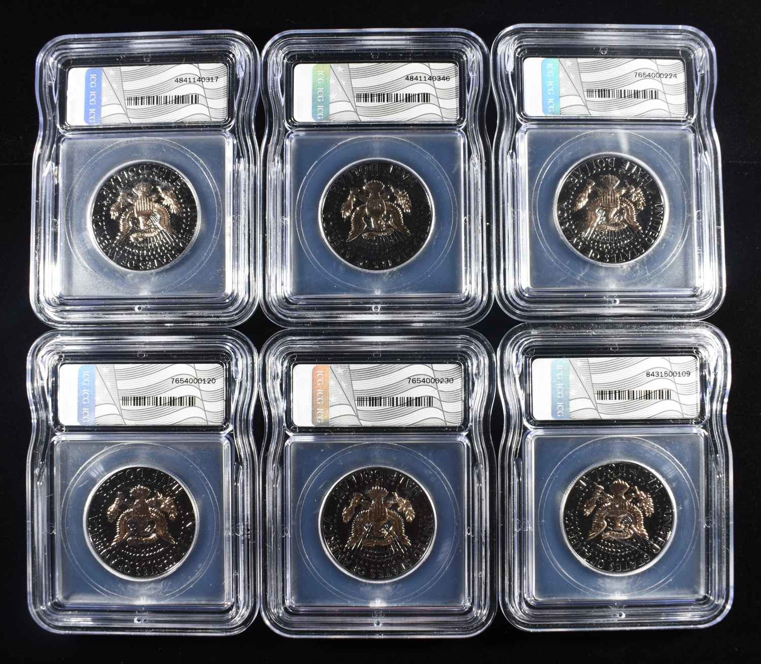 (6)1965 KENNEDY 50C ICG BLACK RUTHENUIM & ROSE AU