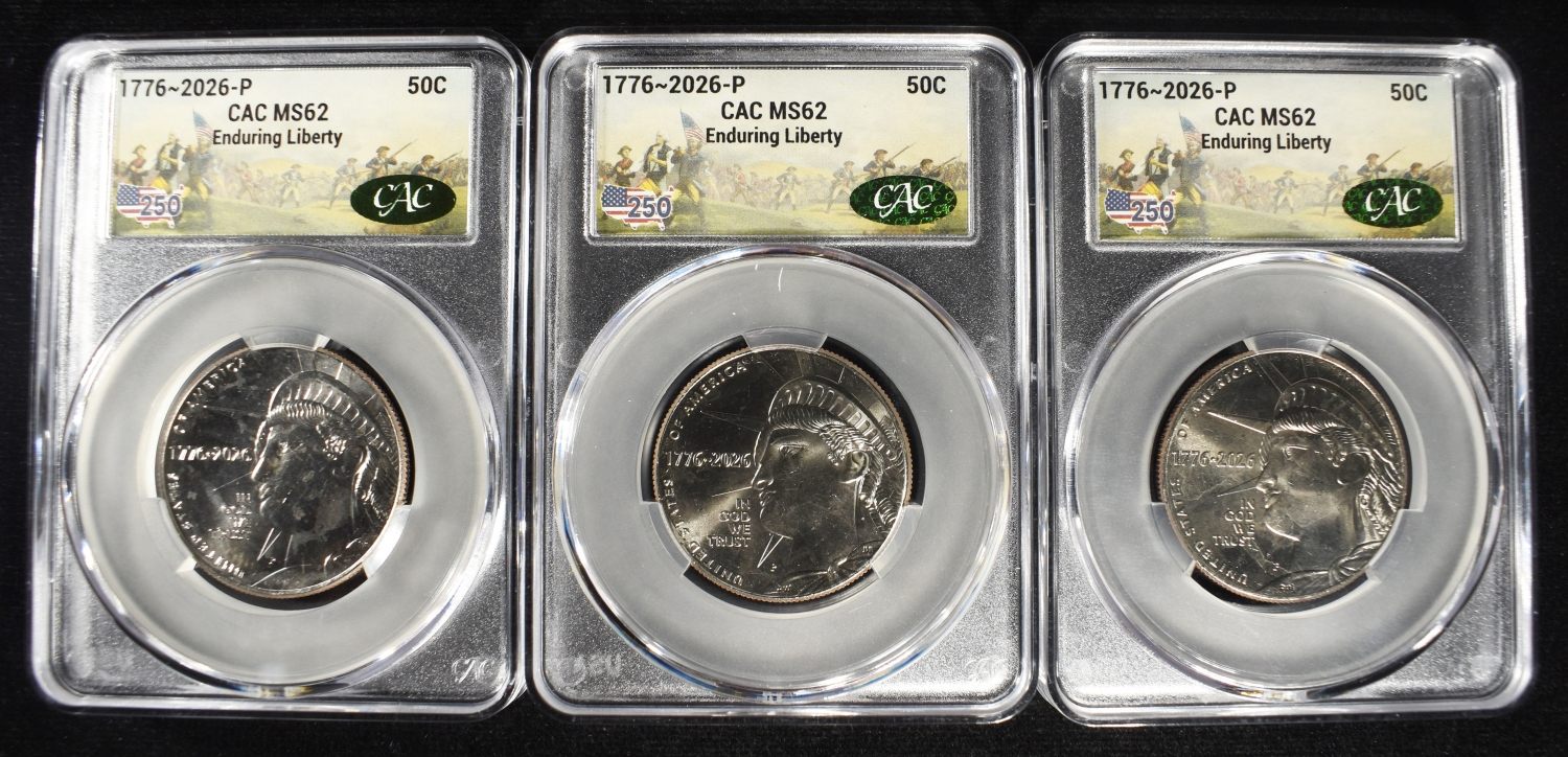 (3) 1776-2026-P ENDURING LIBERTY 50C CAC MS62