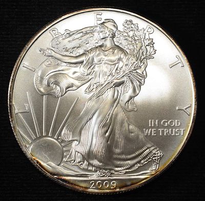 2009 AMERICAN SILVER EAGLE. WEEKLY COIN & CURRENCY AUCTIONS ESTIMATE $110 - $160.