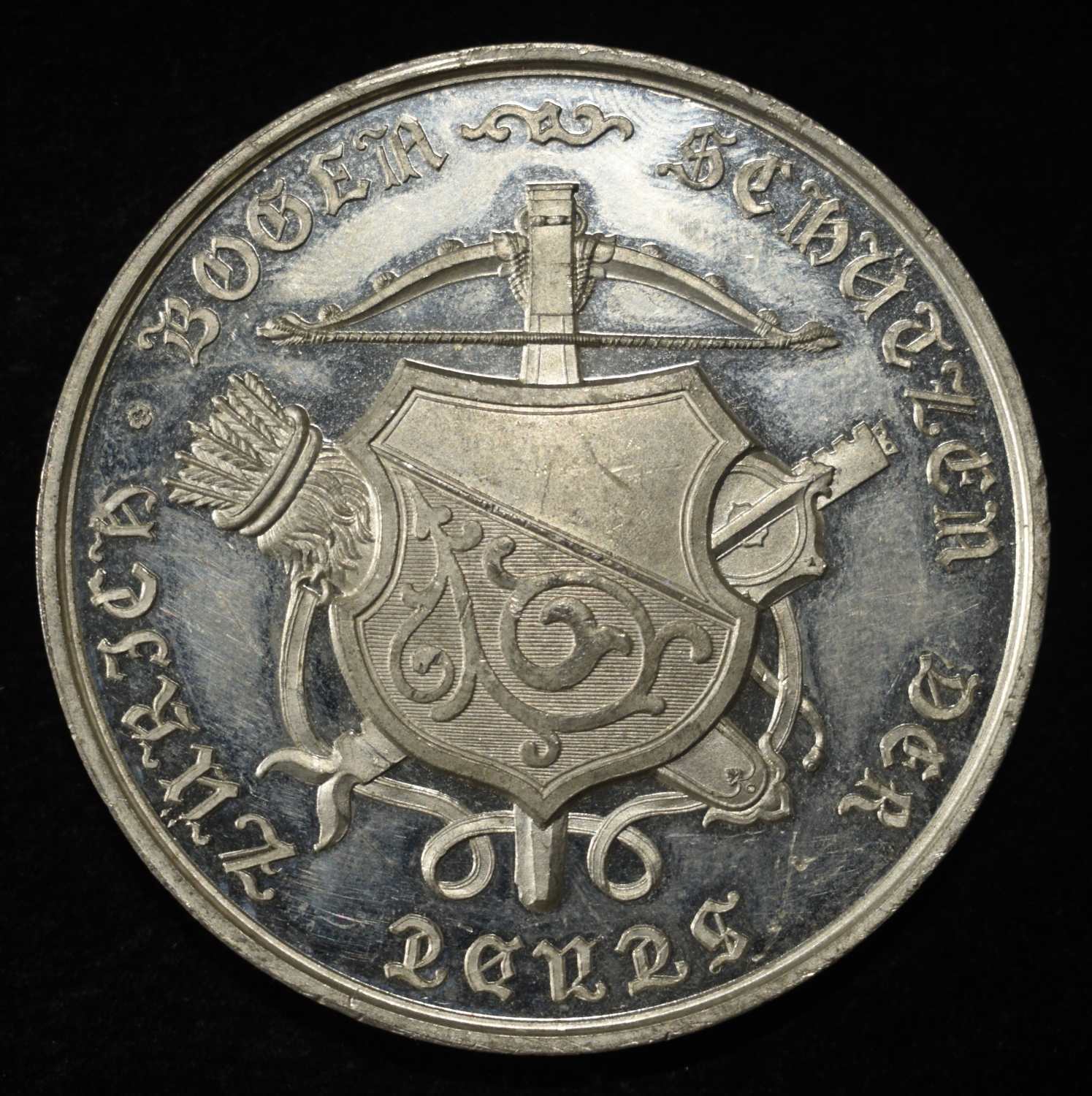1865 SWISS SHOOTING MEDAL ZURICH, WHITE METAL