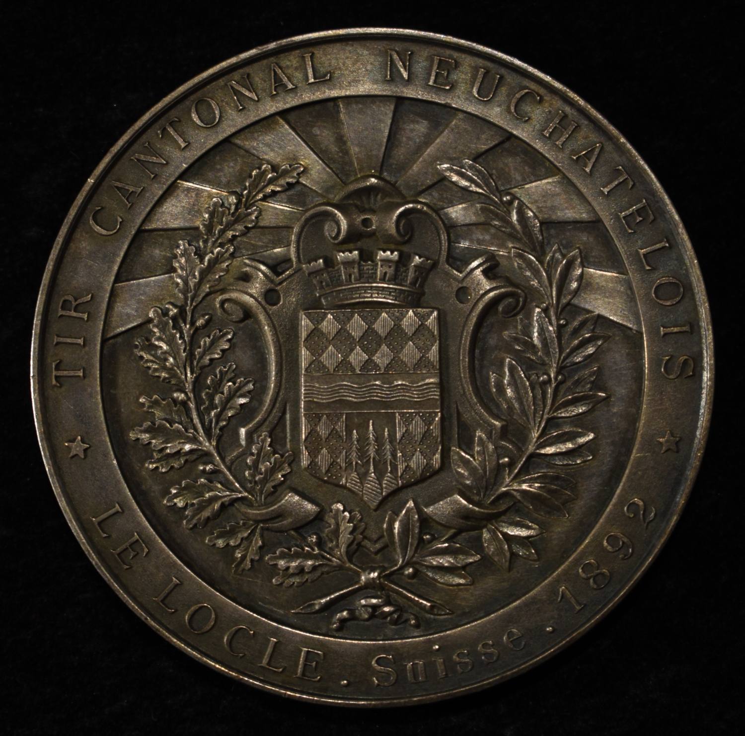1892 SWISS SHOOTING MEDAL LE LOCLE SILVER
