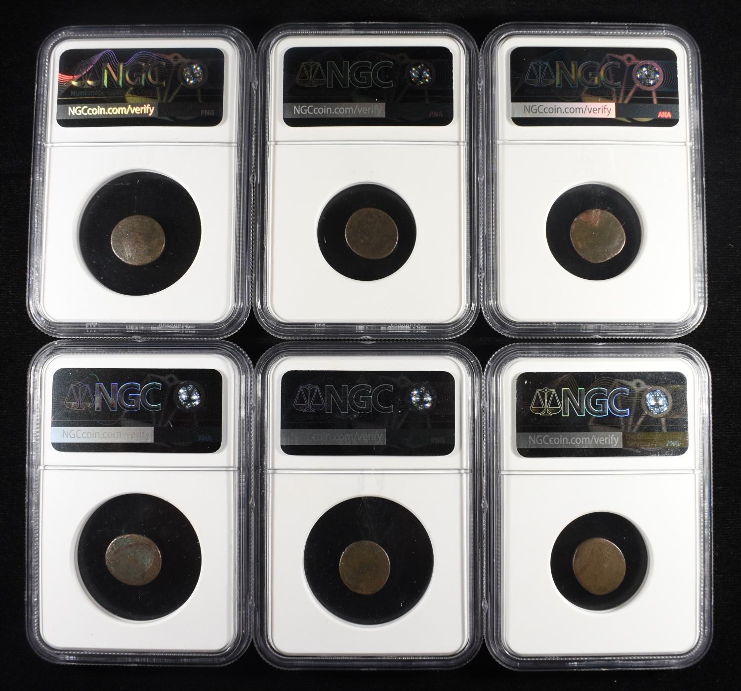 (6) 1600-1860 CAMBODIA 2PE HAMZA BIRD NGC GENUINE