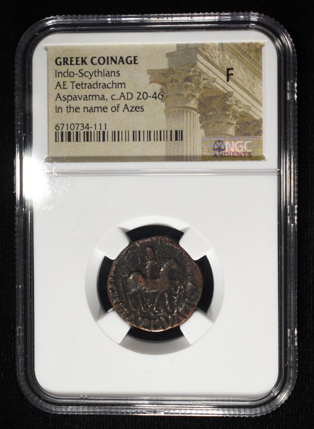 c.20-46 AD GREEK INDO-SCYTHIANS TETRADRACHM NGC F