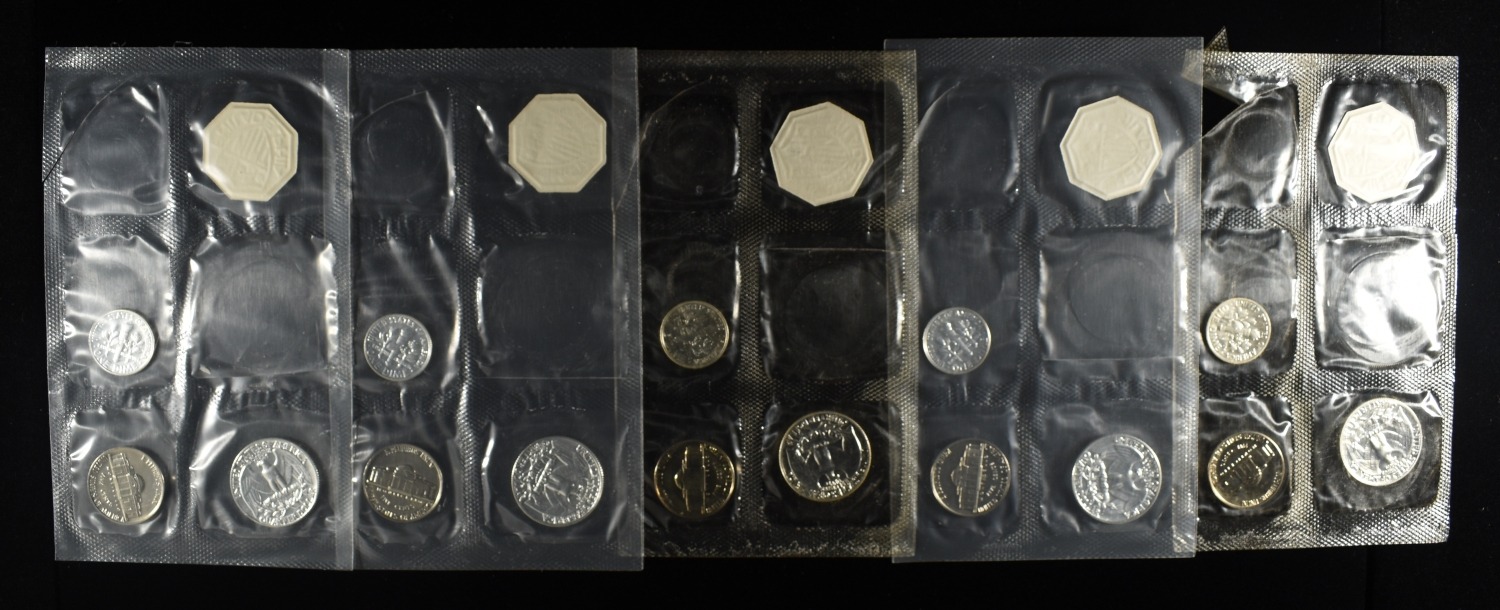 (5) 1960 PARTIAL MINT SETS MISSING 50C & 1 CENT