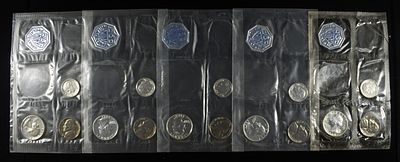 (2) 1962 & (3) 60 PARTIAL MINT SETS. MISSING 50C & 1 CENT ESTIMATE $150 - $200.