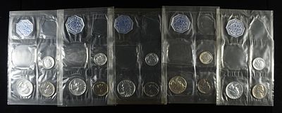 (5) 1963 PARTIAL MINT SETS MISSING 50C & 1 CENT. TOP RATED AUCTION HOUSE ESTIMATE $150 - $200.