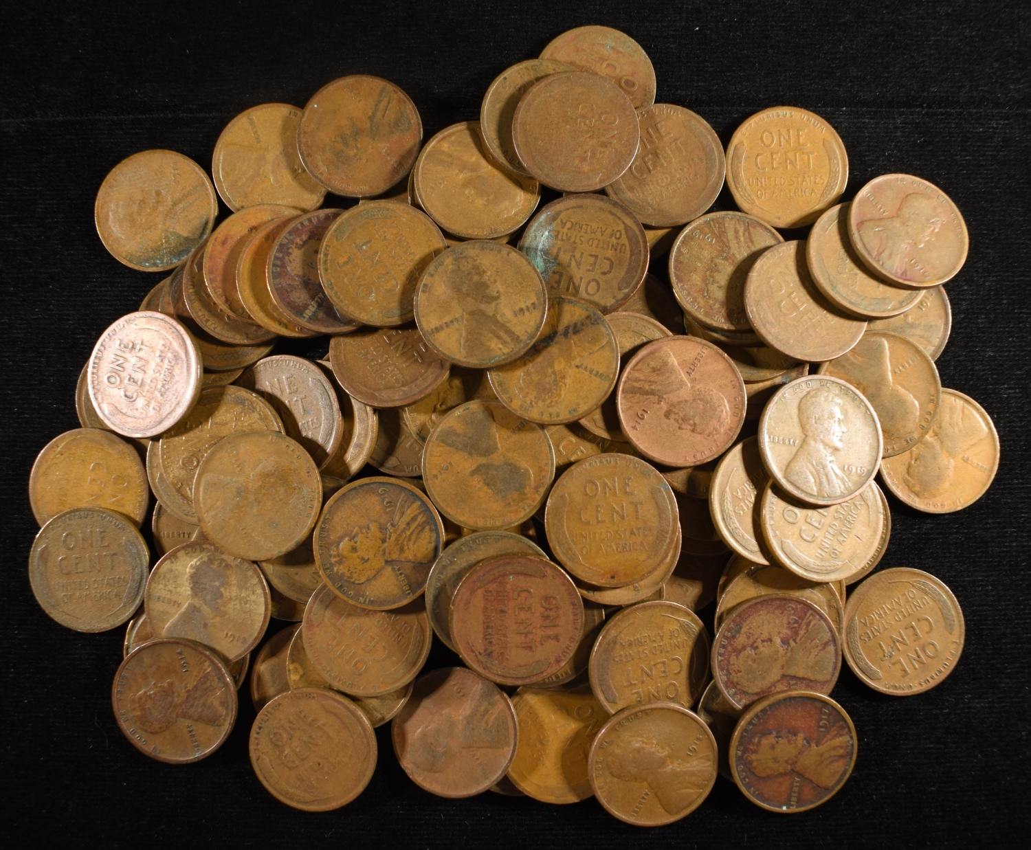 (104) WHEAT CENTS FROM THE TEENS