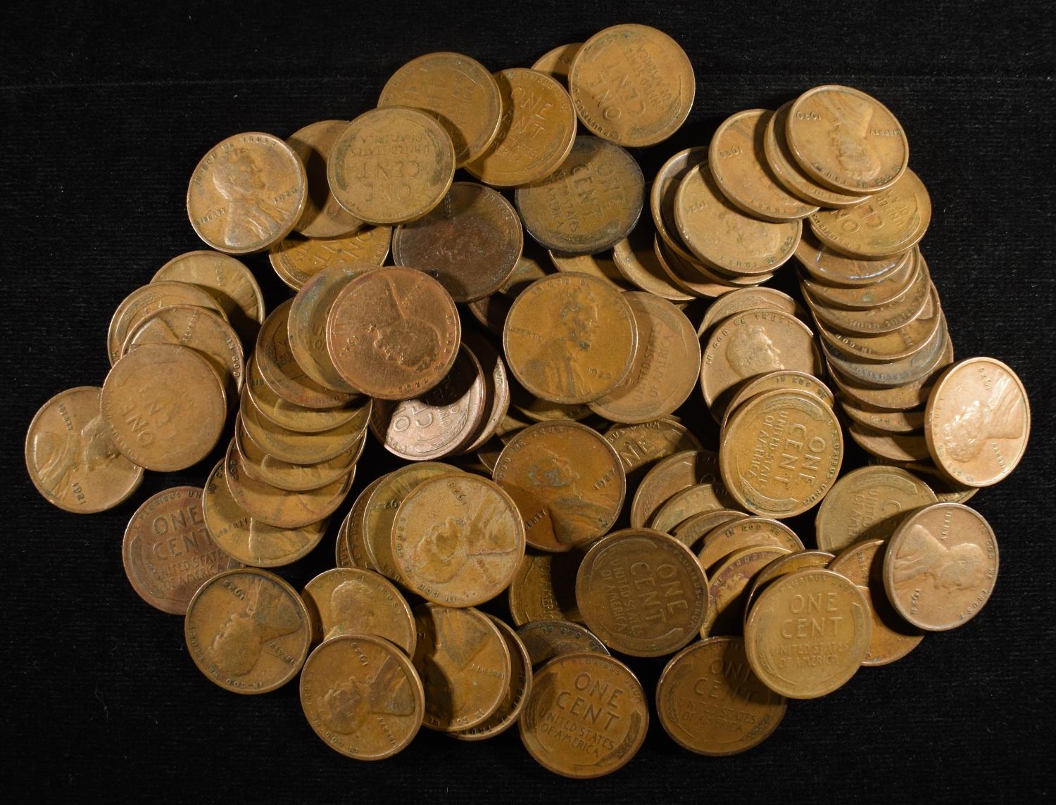 (95) WHEAT CENTS FROM THE 20'S