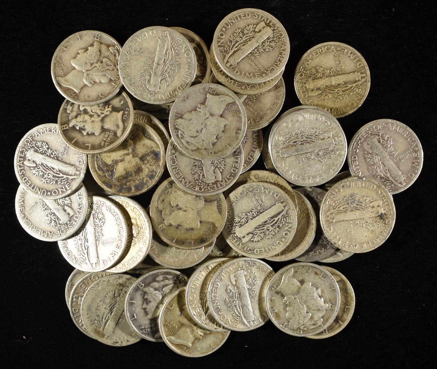(50) MERCURY DIMES