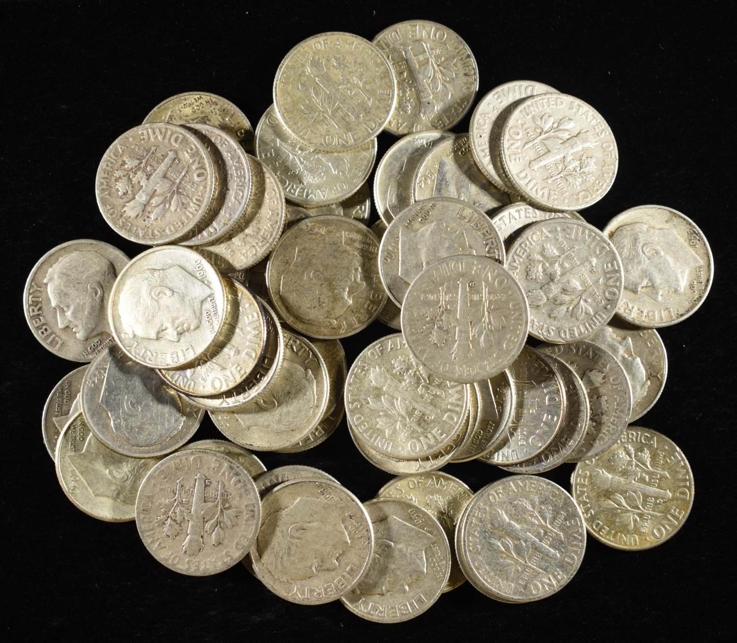 (50) 90% SILVER ROOSEVELT DIMES