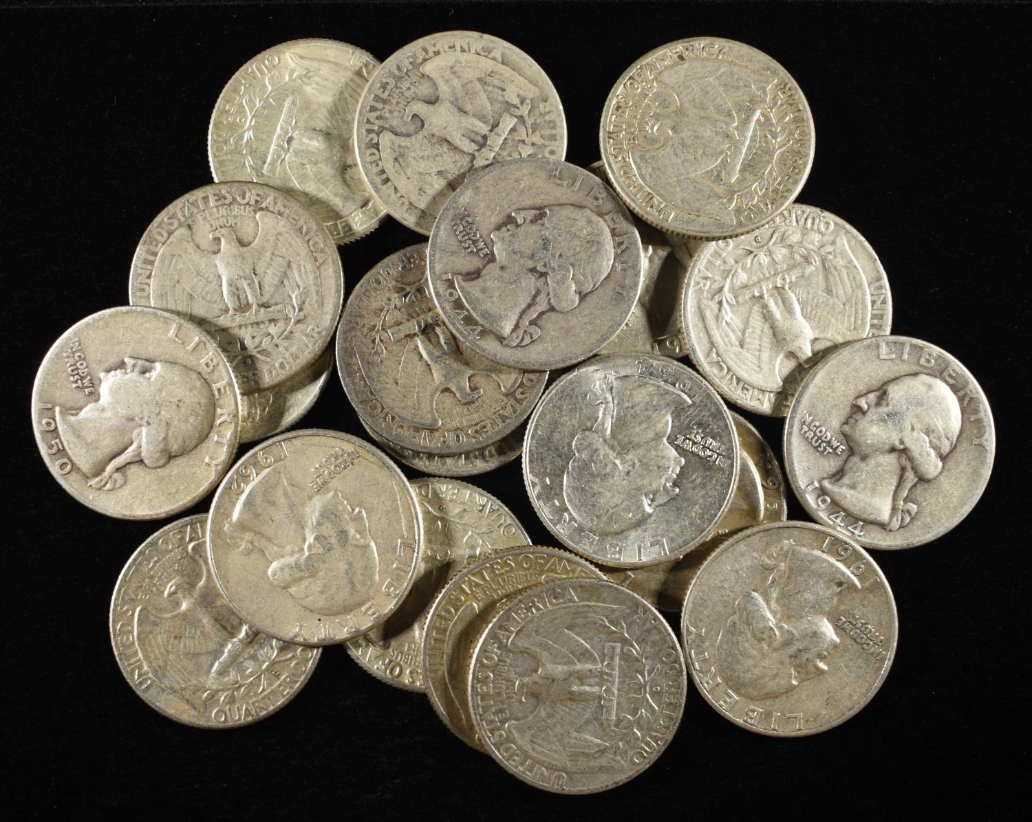 (20) 90% SILVER WASHINGTON QUARTERS