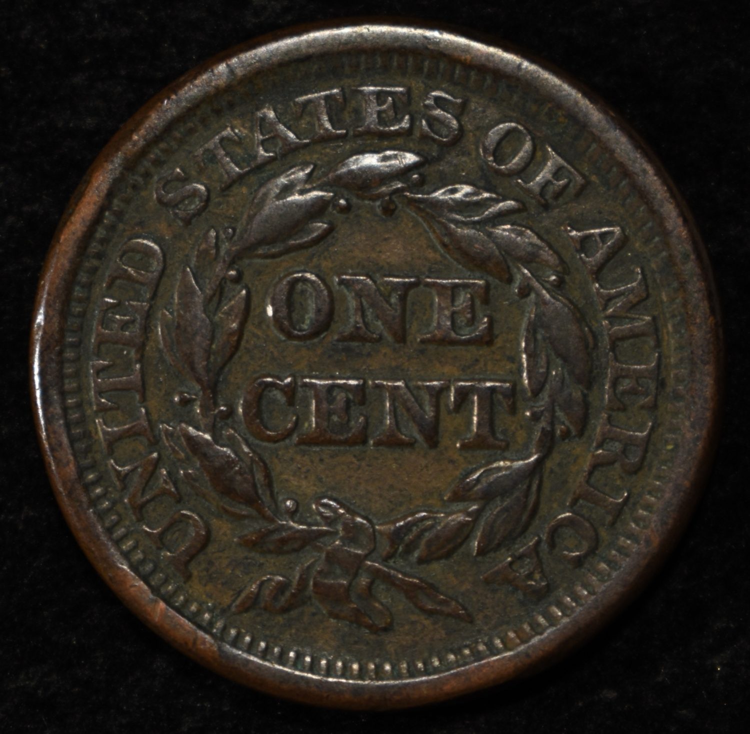1849 BRAIDED HAIR LARGE CENT XF/AU