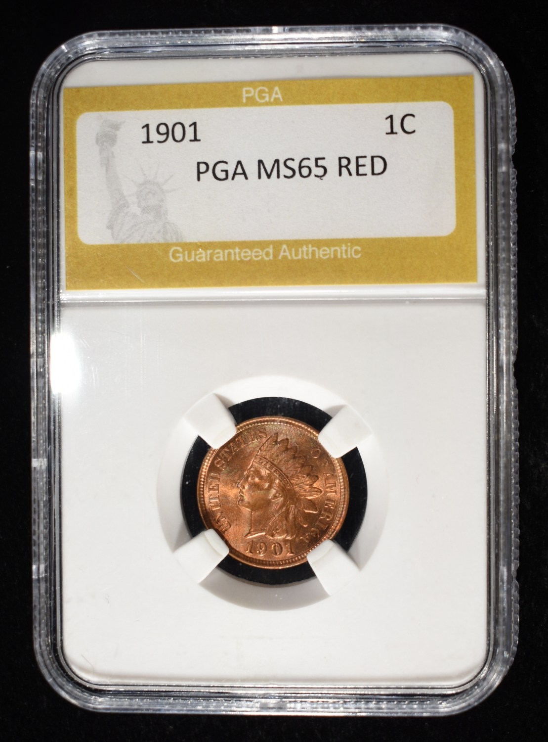 1901 INDIAN CENT PGA GEM BU RED