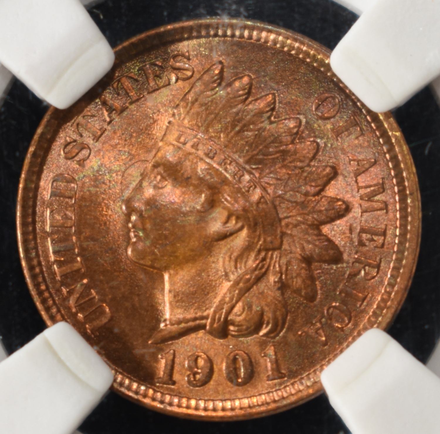 1901 INDIAN CENT PGA GEM BU RED