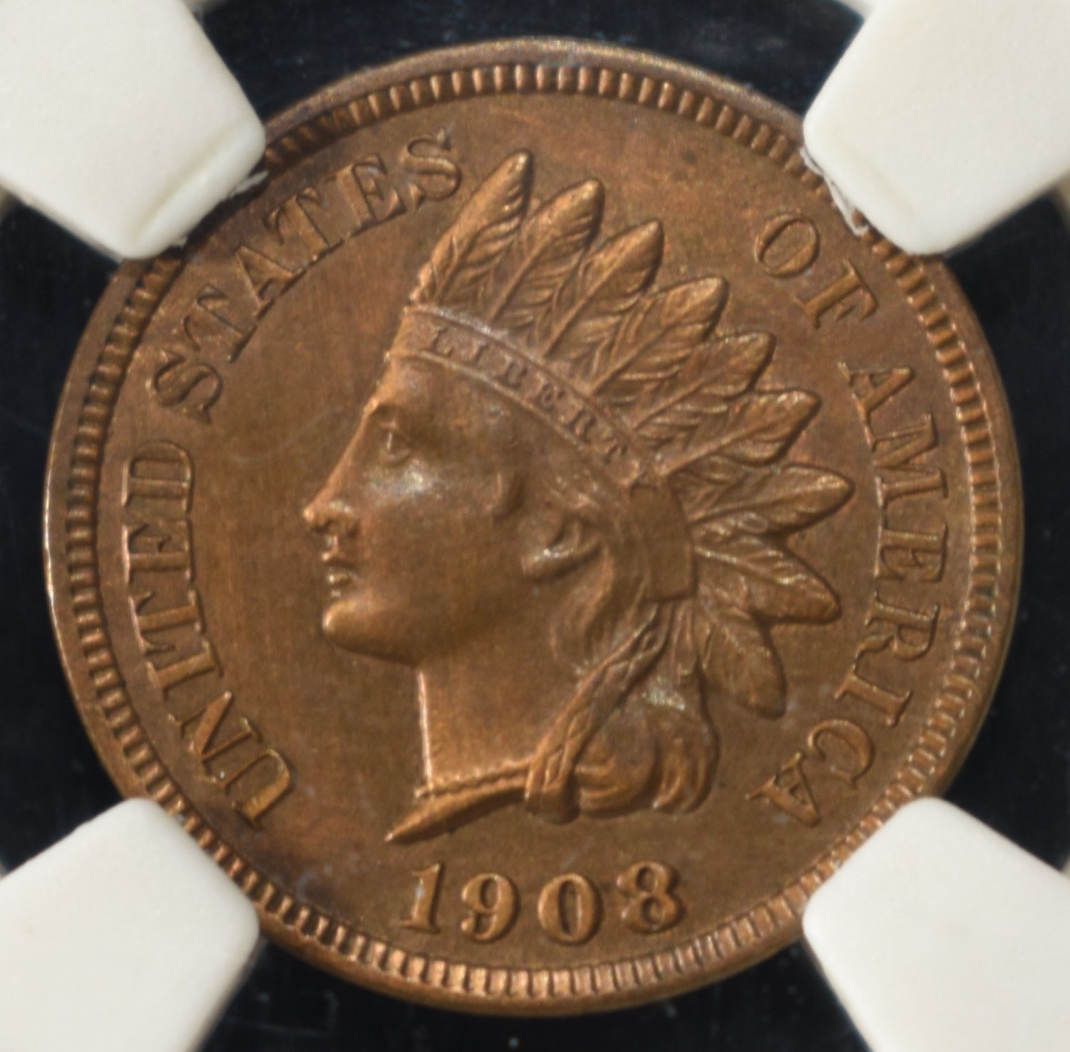 1908-S INDIAN CENT PGA GEM BU RB